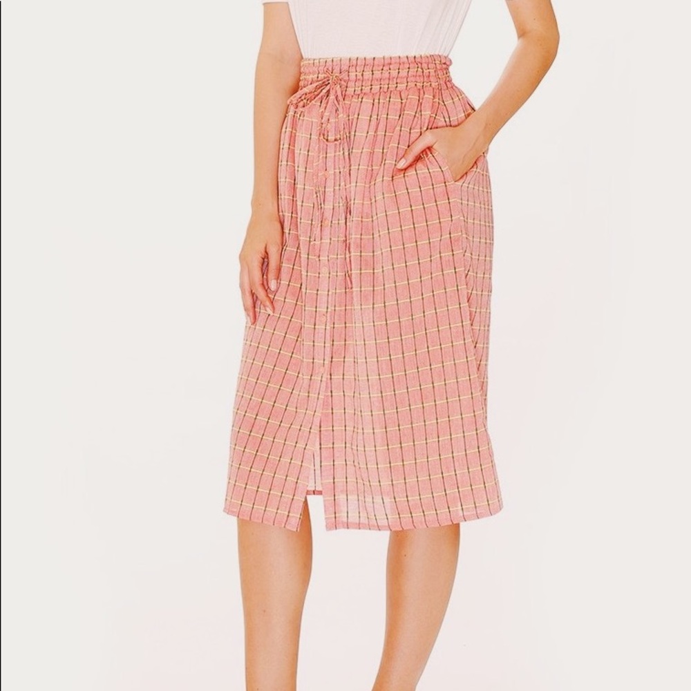 NWT Pepaloves ModCloth Pink Graciela Button Skirt